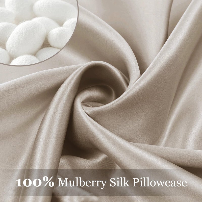 Adubor 100% Silk Pillowcase - Mulberry Silk Pillow Cases, 23 Momme 6A Grade Fibers, Silk Pillow Case for Hair and Skin Health, with Hidden Zipper (King 20''Ã—36'', Beige, 1PC) - Image 3